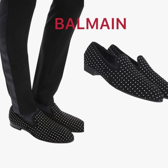 Balmain Other - BALMAIN Matt Suede Crystal/Rhinestone Embellished/Studded Loafer/Shoes~EU44~$980